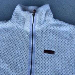 Columbia Women Size Large Fleece Jacket Cream Full Zip Mock Neck Cozy Outerwear
